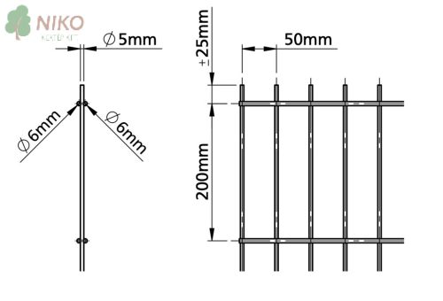 2D duplahuzalos kerítéstáblák 2 x ø 6 mm 