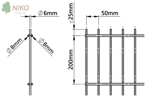 2D duplahuzalos kerítéstáblák 2 x ø 8 mm 